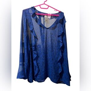 Penningtons Blue Ruffle Blouse